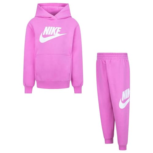 Nike Club Fleece Trainingsanzug für Mädchen, Violett, Code 36L135-AFN, fuchsia/weiß, 4-5 Jahre von Nike