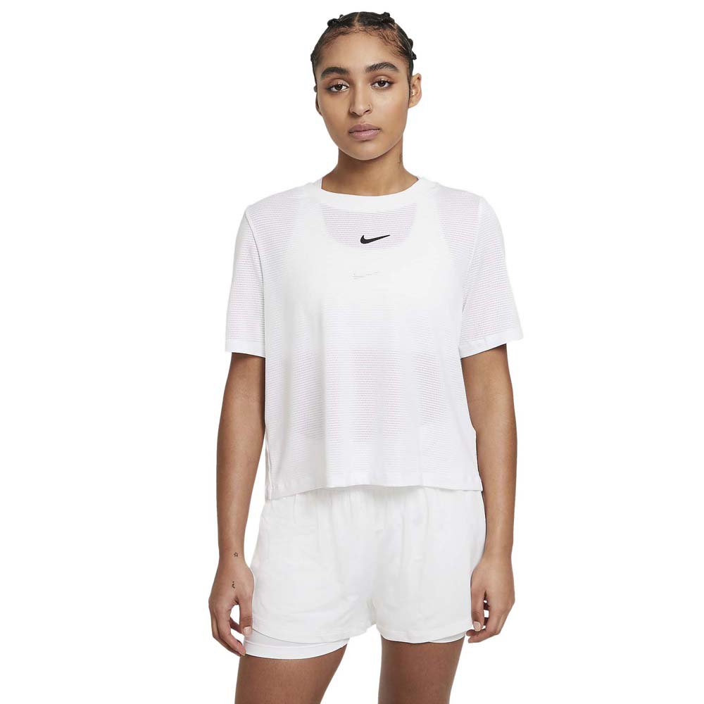 Nike Court Advantage Short Sleeve T-shirt Weiß M Frau von Nike