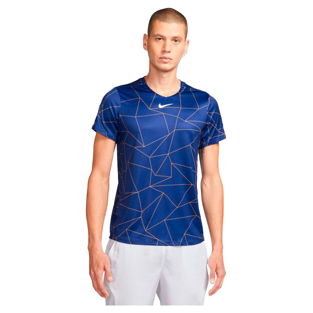 Nike Court Dri Fit Advantage Printed Short Sleeve T-shirt Blau S Mann von Nike