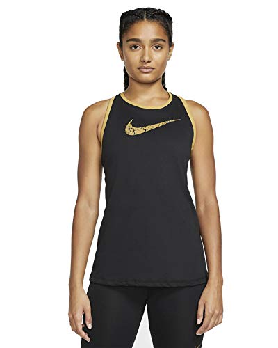 Nike Damen Dry DFC Glam Dunk Tanktop, Black/Metallic Gold, XS von Nike