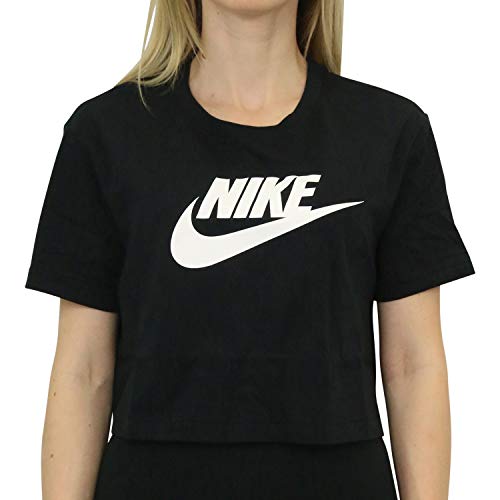 Nike Damen W Nsw Tee Essntl Crp Icn Ftr Kurz t shirt, Black/White, S EU von Nike