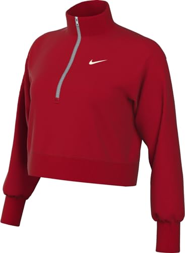 Nike Damen Long Sleeve Top W NSW Phnx FLC Qz Crop, University Red/Sail, DQ5767-657, M von Nike