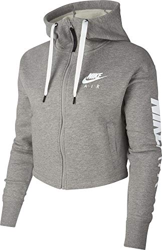 NIKE Damen Sportswear Air Kapuzenpullover, Dark Grey Heather/White, m von Nike
