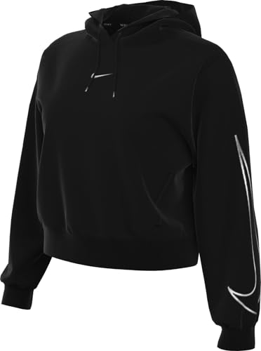Nike Damen Top W Nk One Df Hoodie Gx, Black/Metallic Silver, FB5693-010, S von Nike
