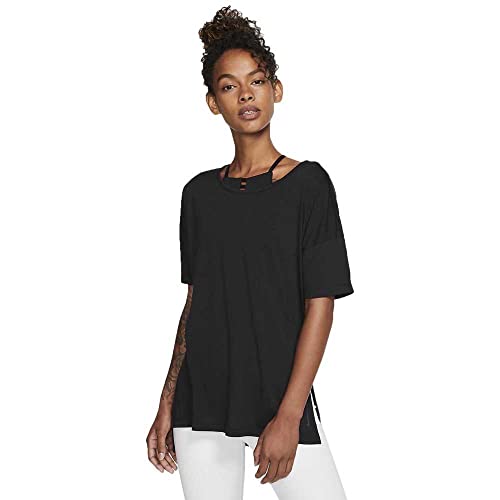 Nike Damen W Nk Layer Top Yoga Shirt, Black/Dark Smoke Grey, M EU von Nike