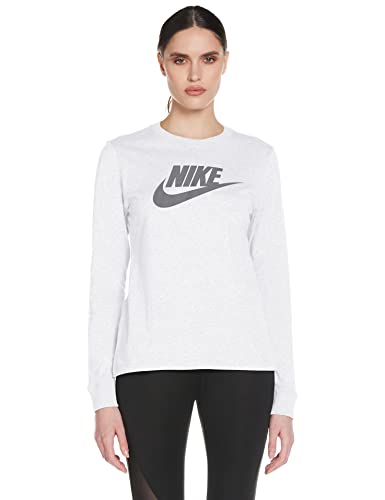 Nike Damen W NSW Tee ESSNTL LS ICON FTRA Long Sleeved T-Shirt, Birch Heather/Gunsmoke, XS von Nike