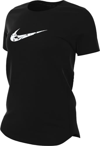 Nike Damen W Nk One Swsh Hbr Df Ss Top, Black/White, FN2618-010, S von Nike