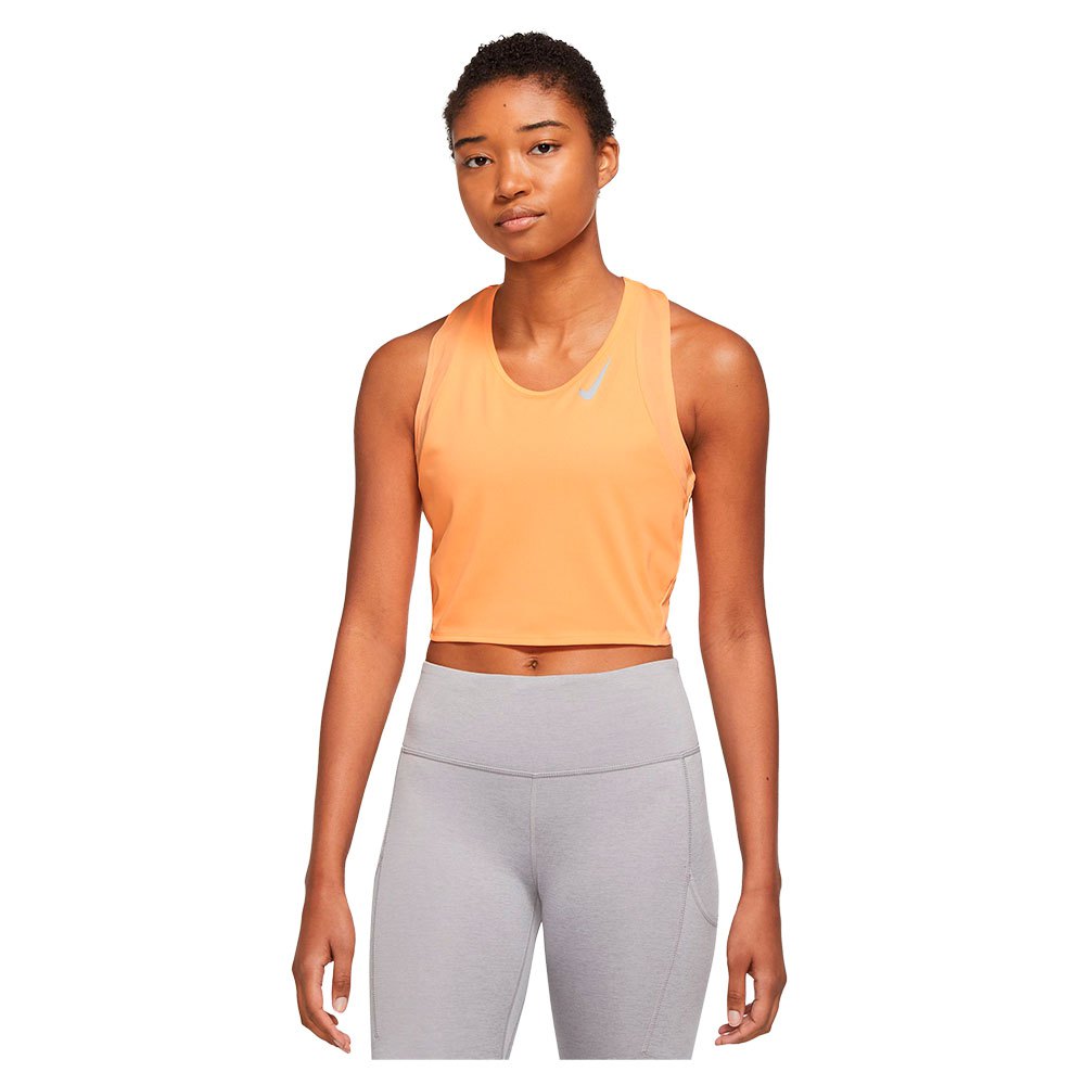 Nike Dri Fit Race Cropped Sleeveless T-shirt Orange S Frau von Nike