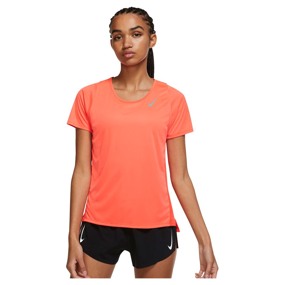 Nike Dri Fit Race Short Sleeve T-shirt Orange S Frau von Nike