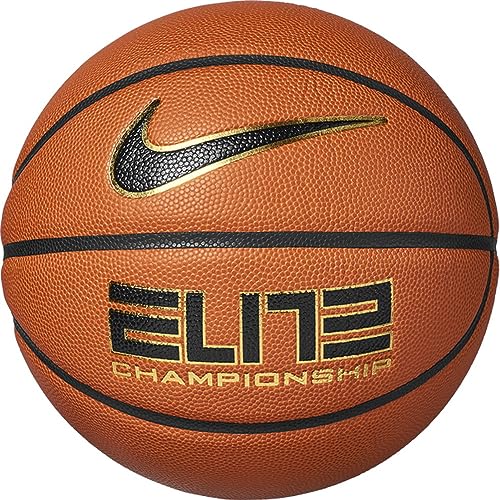 Nike Elite Championship 8P 2.0 Deflated Basketball aus Gummi und Kunstleder in der Farbe Amber/Black/metallic Gold, Größe 7, N.100.9913.891.07 von Nike