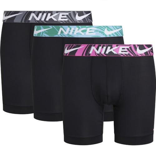 Nike Essential Micro Slip Boxer 3 Einheiten S, Schwarz/Aqua Blu/LSR FCHS/Cl Grey Mrbl Wb, S von Nike