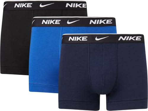 Nike Herren Everyday Cotton Stretch Trunks 3Pk, Obsidian/Game Royal/Black, XL von Nike