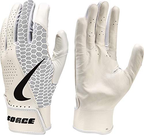 Nike Force Edge Leder Baseball Handschuhe, Batting Gloves - weiß Gr. L von Nike