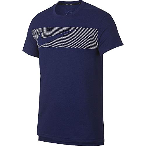 Nike Herren Breathe Top GFX T-Shirt, Blue Void/Heather/White, S von Nike