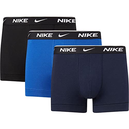Nike Herren Everyday Cotton Stretch Trunks 3Pk, Obsidian/Game Royal/Black, XS von Nike