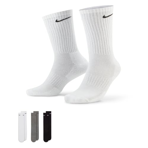 Nike Herren Everyday Socken, White(Black)/Carbon Heather(Black)/Black(White), L ( 3er pack ) von Nike