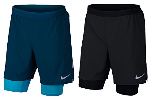Nike Herren Flex Stride 2-in-1 Shorts, schwarz (Black/Reflective Silver), L von Nike
