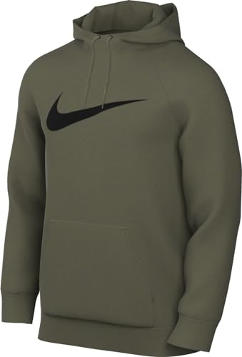 Nike Herren Hooded Long Sleeve Top M Nk Df Hdie Po Swsh, Medium Olive/Black, CZ2425-222, L von Nike