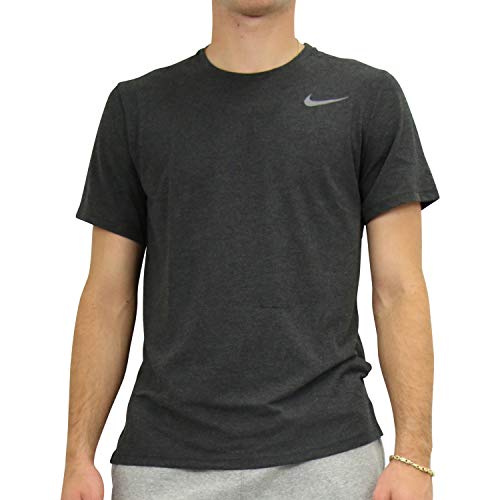 Nike Herren Breathe T-Shirt, Black Heather/Metallic Hematite, XL von Nike