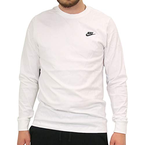 Nike Herren M NSW CLUB TEE - LS Langarm T-shirt, Weiß (White/Black/100), 2XL von Nike