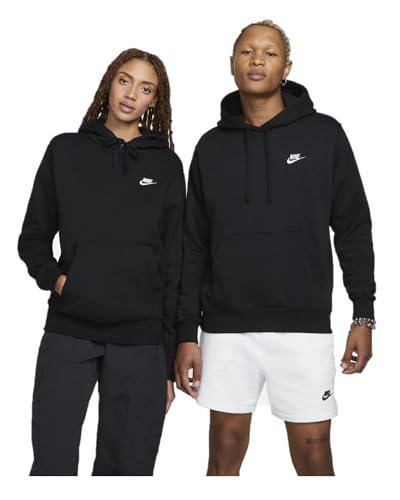 Nike Herren Hoodie mit Durchgehendem Reißverschluss Sportswear Club Fleece, Black/Black/White, M, BV2645-010 von Nike