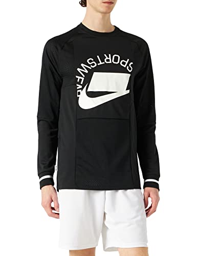 Nike Herren M NSW TOP Long Sleeve PTCH Sleeved T-Shirt, Black/White, XS von Nike