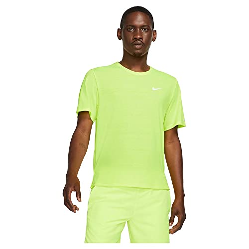 Nike Herren T-Shirt Df Miler Top Ss, Volt/Reflective Silv, CU5992-702, M von Nike