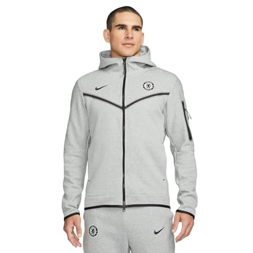 Nike Herren Top CFC Mnsw Tch FLC Hoodie Fzwr3R, Light Silver/Black, FN8046-034, L von Nike