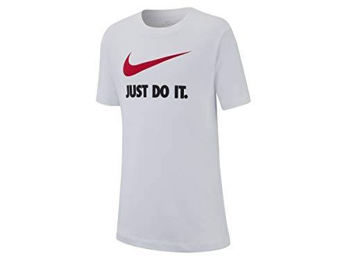 Nike Jungen T-Shirt Sportswear, White/University Red, XS, AR5249-100 von Nike