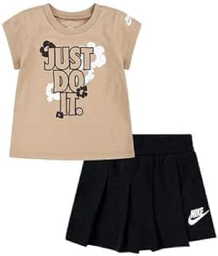 Nike KOMPELTO Mädchen FLORAL SKORT SET 36L814, beige, 2-3 Jahre von Nike