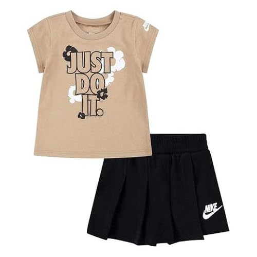 Nike KOMPELTO Mädchen FLORAL SKORT SET 36L814, beige, 3-4 Jahre von Nike