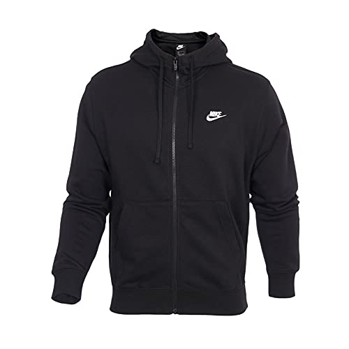 Nike Mens Sportswear Club Hooded Sweatshirt, Black/Black/White, S von Nike