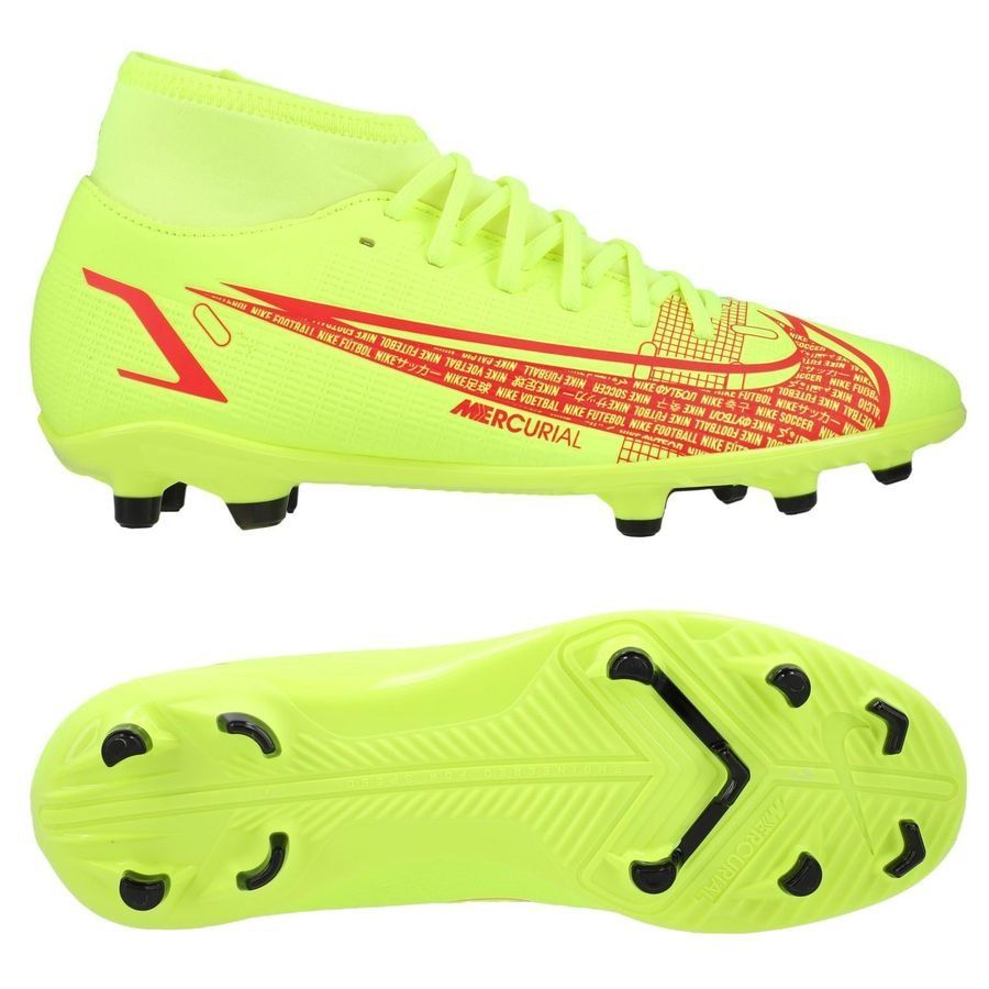 Nike Mercurial Superfly 8 Club MG Motivation - Neon/Schwarz/Rot von Nike