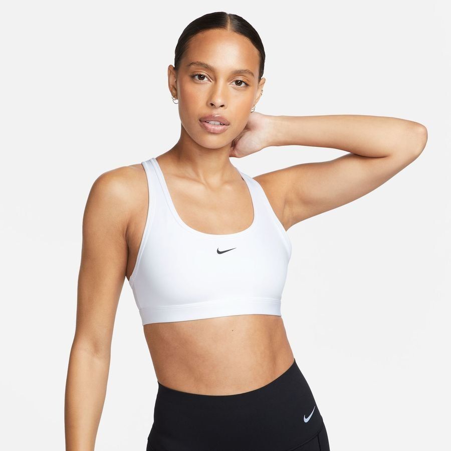 Nike Sport BH Swoosh Light Support - Weiß/Schwarz Damen von Nike