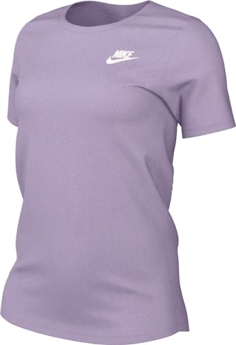 Nike Top Damen Sportswear Club Short-Sleeve Tee, Violet Mist/White, DX7902-511, M von Nike