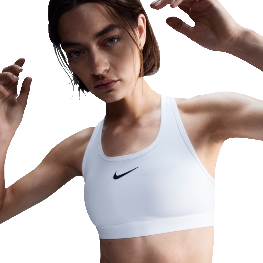 Nike Swoosh Medium Impact Sports Bra Weiß XL Frau von Nike