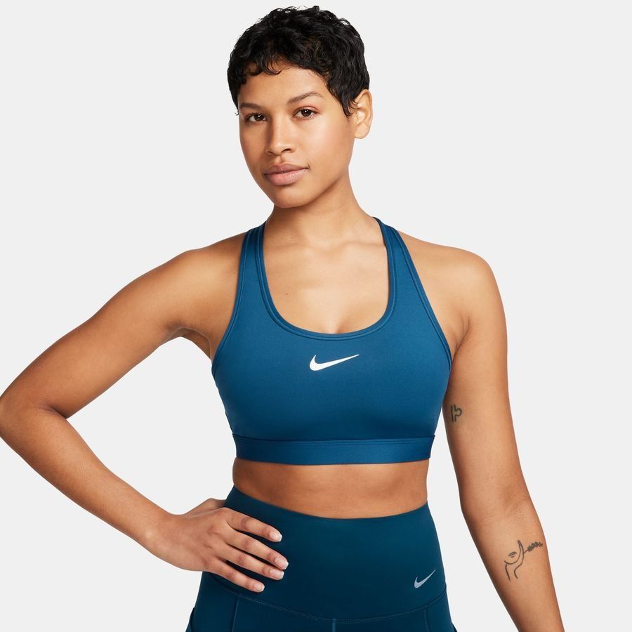 Nike Sport BH Dri-FIT Swoosh - Blau/Weiß Damen von Nike