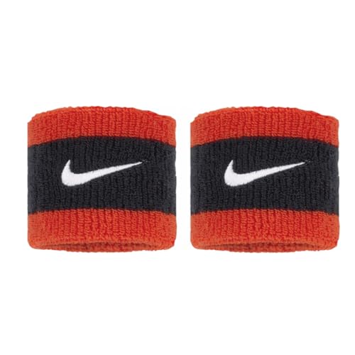 Nike Swoosh Writbands Paar Schweißbänder Tennis Frottee (Picante Red/Black/White) von Nike