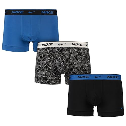 Nike Trunk 3pk, Herren-Boxershorts, 3er Pack…, Black Circle Print/Photo Blue/Black, S von Nike