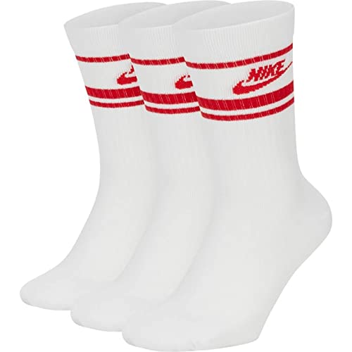 Nike Unisex Sportswear Essential Crew Socken, White/University Red, S von Nike