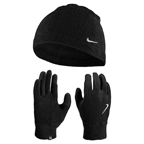 Nike Unisex – Erwachsene N.100.2579.082.ml Kappe Handschuhe, Black/Black/Silver, Einheitsgröße EU von Nike
