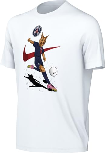 Nike Unisex Kinder Fußball T-Shirt PSG U Nk Mascot Tee, White, FD1117-100, L von Nike