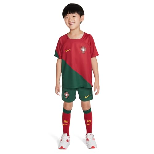 Nike Unisex Kinder Kit Fpf Lk Nk Df Kit Hm, Pepper Red/Gorge Green/Gold Dart, DN0887-628, XS von Nike