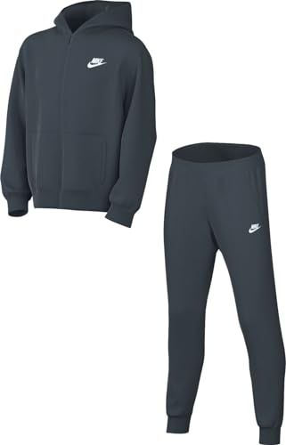 Nike Unisex Kinder Trainingsanzug K Nsw Club Flc Fz Tracksuit, Deep Jungle/White, FD3114-328, S von Nike