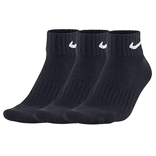 Nike Unisex Socken Value Cotton Quarter 3 er Pack, Schwarz (Black/White),34-38 von Nike