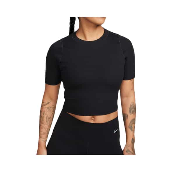 Nike W NK Infina Dri-Fit SS Top Rib Damen (Schwarz L ) Kurzarmunterhemden von Nike
