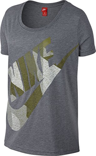 Nike W NSW Tee SS Skyscraper Langarm T-Shirt, Damen XS Grau (Carbongrau, meliert) von Nike