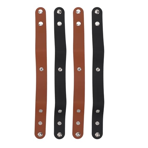 Nikou 4 Stück Leder-Peitschenholster, Schwarz, Braun, Handgefertigter Peitschenhalter für Reitpeitschen von Nikou