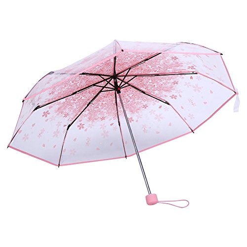 Nikou Transparenter Regenschirm 1PC Faltschirm Modischer Princess Umbrella Compact Pink Umbrella(4#) von Nikou