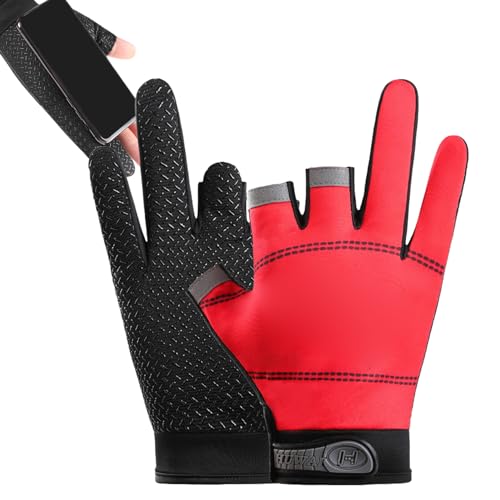 Niktule 3-Finger-Angelhandschuhe,Angelhandschuhe mit 3-geschnittenen Fingern - Eisfischerhandschuhe - Unisex-Fingerschutz, warme Handschuhe für kaltes Wetter, atmungsaktive, robuste Herrenhandschuhe von Niktule